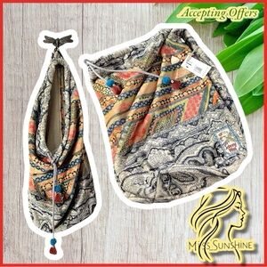 JOHNNY WAS NEW - drawstring super soft fleece drawstring slingback backpack